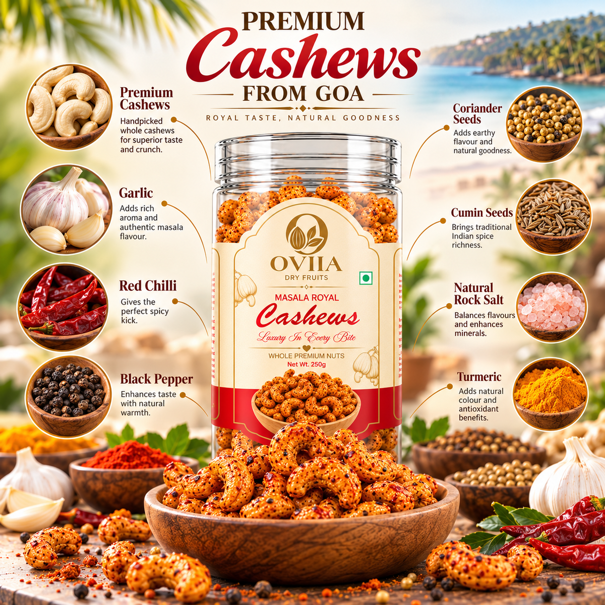 Combo - Royal Masala & Thai Chilli Cashews - Oviia Dryfruits