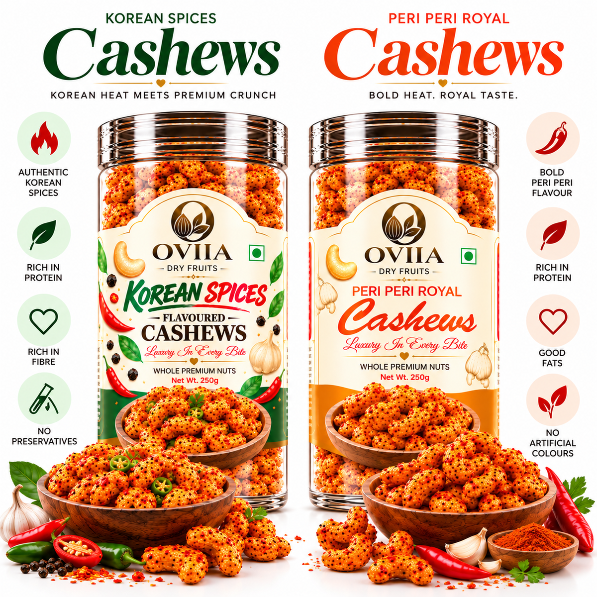 Korean Spices & Peri Peri Cahsews - Combo