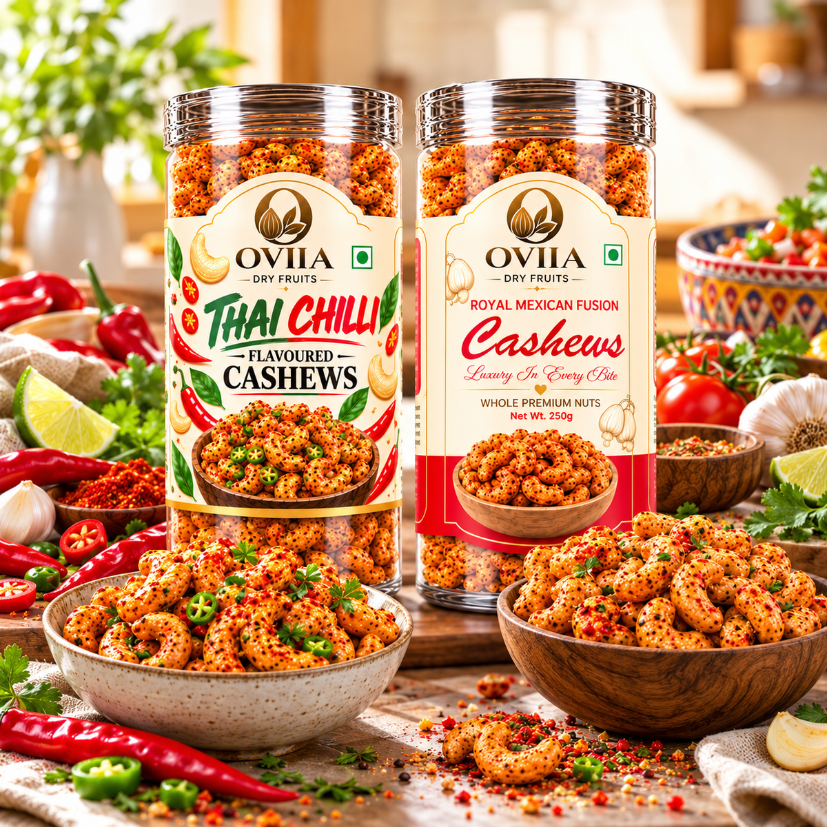 Thai Chilli - Royal Maxican Fusion Cashews - Oviia Dryfruits